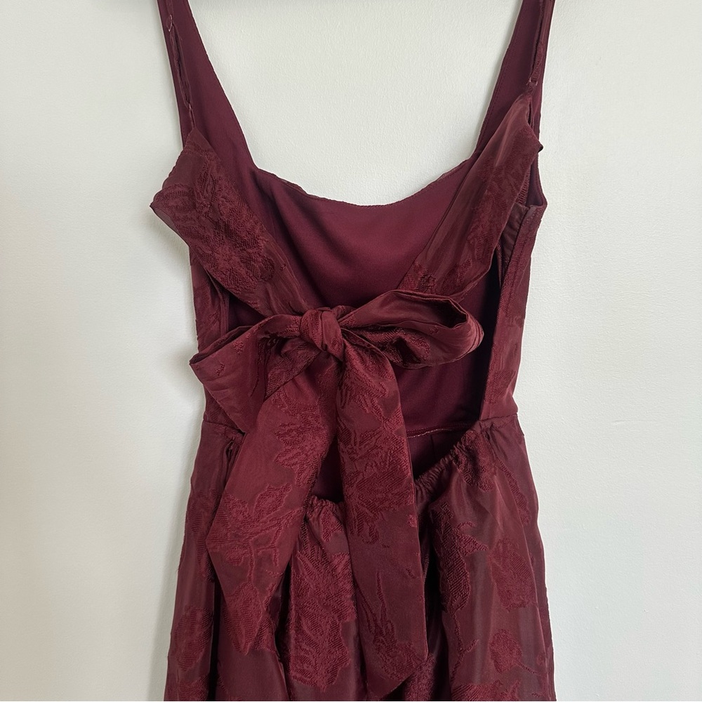 NWT Lulus Perfected Aura Red Jacquard Tie-Back Maxi Dress with Pockets - Picture 8 of 16